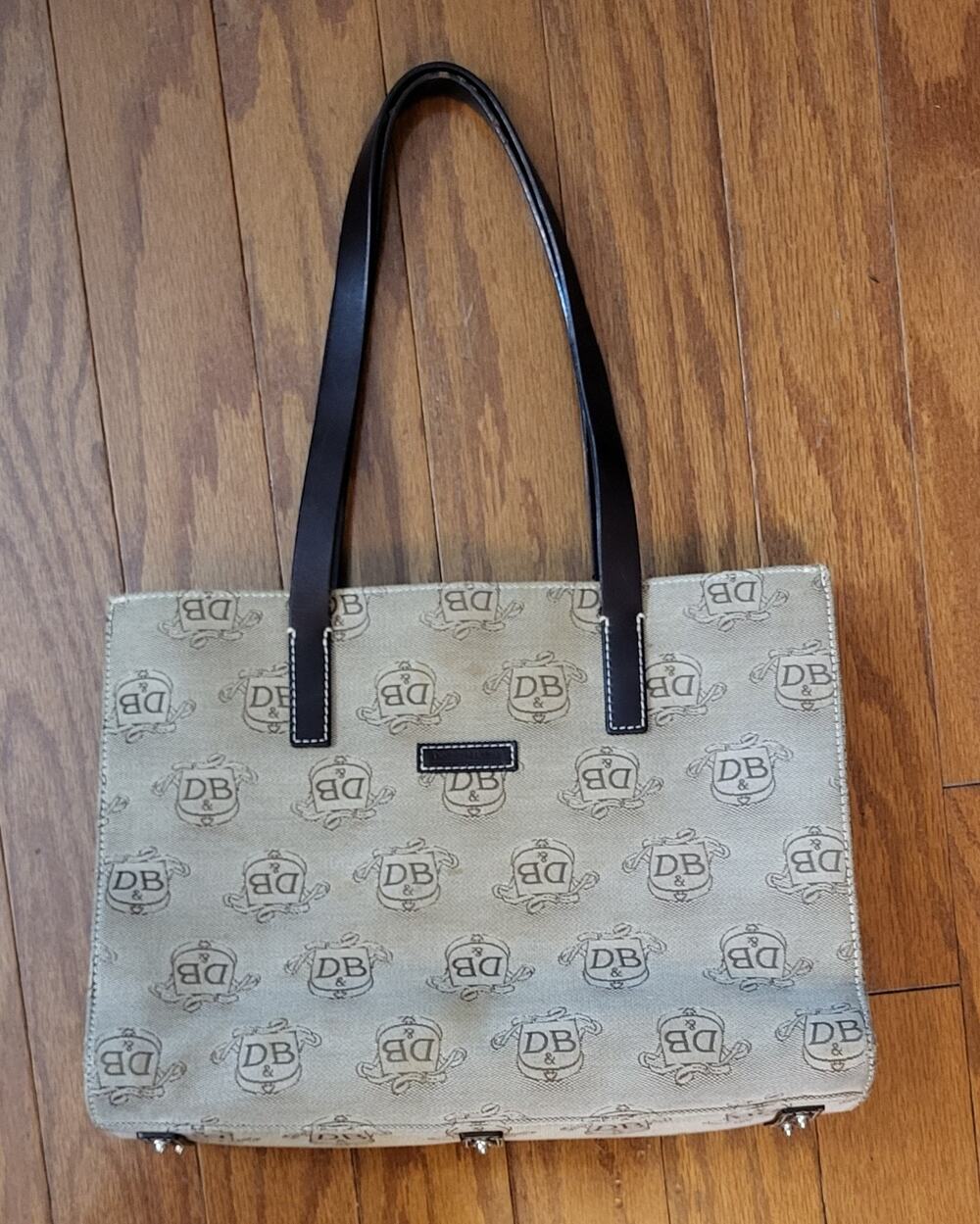 Dooney & Bourke Women's Large Tote Bag Monogram Tan Brown Vintage